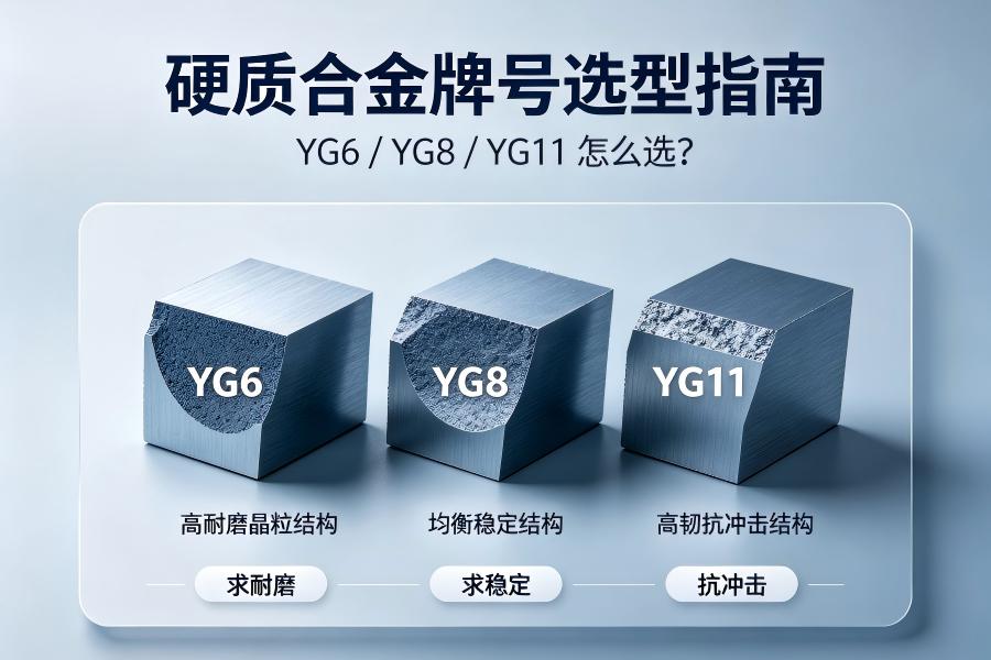硬质合金牌号选型指南:YG6/YG8/YG11怎么选?选错崩刀磨损快,选对多用几倍寿命 硬质合金牌号选型指南:YG6/YG8/YG11怎么选?选错崩刀磨损快,选对多用几倍寿命