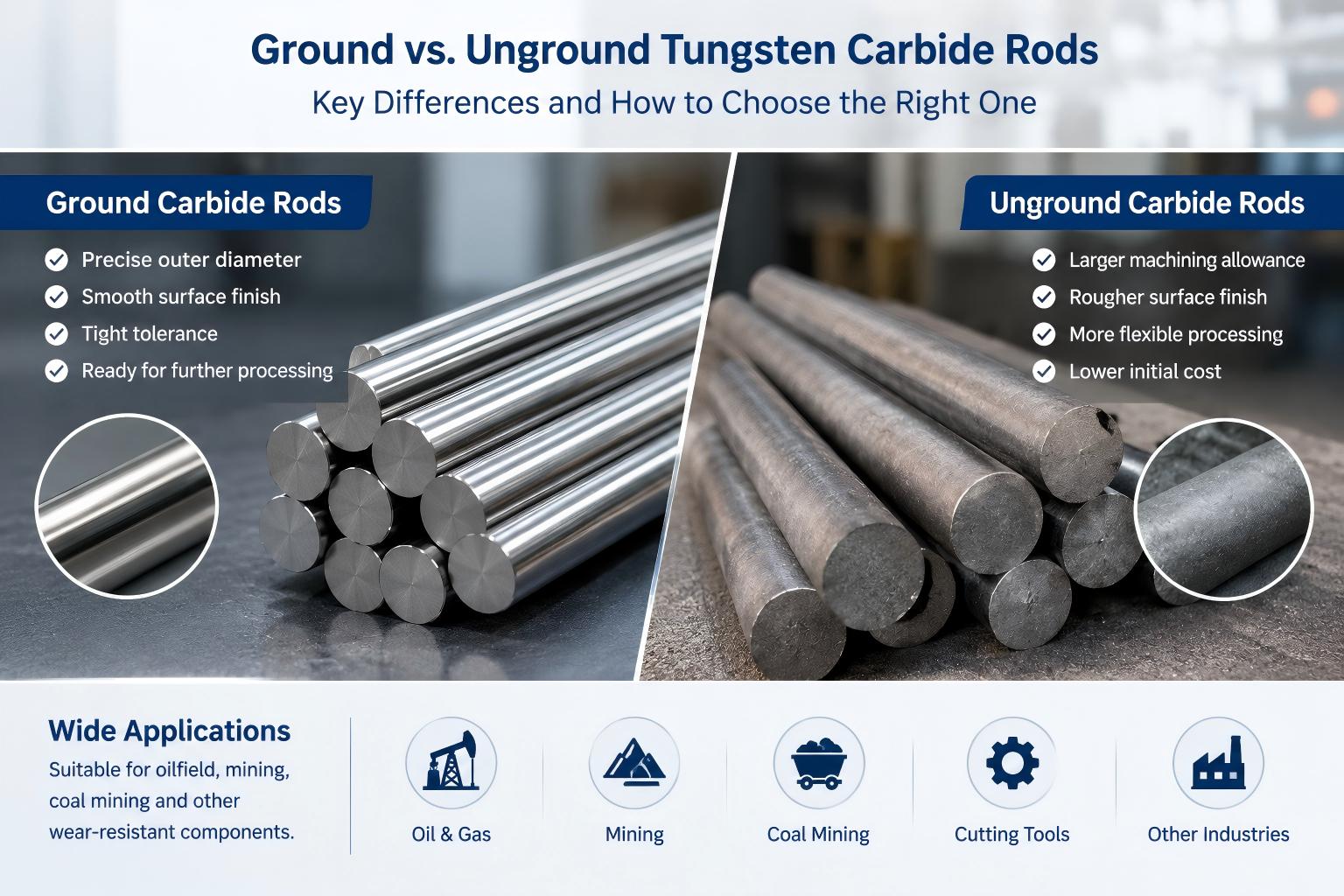 Ground vs. Unground Tungsten Carbide Rods: Key Differences Ground vs. Unground Tungsten Carbide Rods: Key Differences